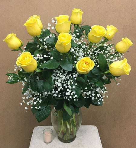 Bình 12 Hoa Hồng Vàng - Gửi Hoa Về Việt Nam