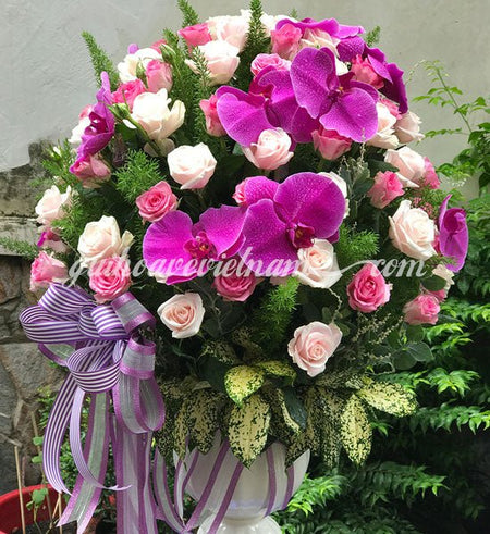 Bình Hoa Lan Hồng Hồng - Gửi Hoa Về Việt Nam