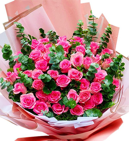 Bó 48 Hồng Hồng - Hoa 8/3 - Gửi Hoa Về Việt Nam