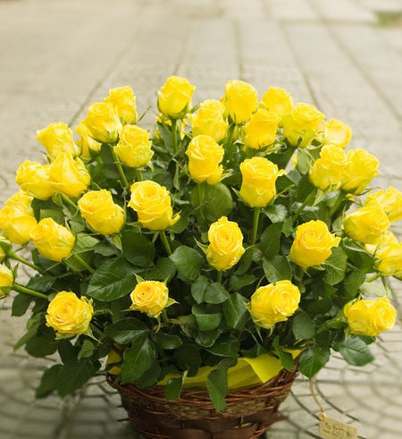 Giỏ 24 Hoa Hồng Vàng - Gửi Hoa Về Việt Nam