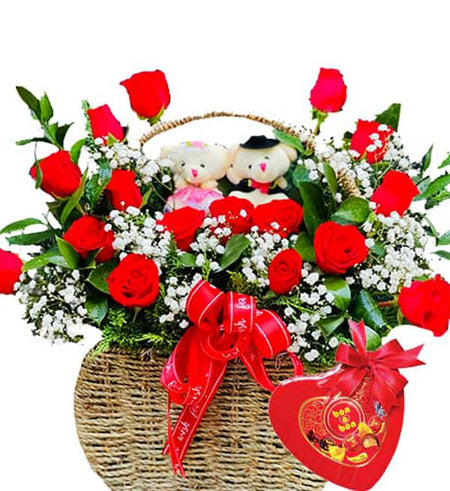 Giỏ Hoa Hồng và Socola Ferrero 8/3 - Gửi Hoa Về Việt Nam