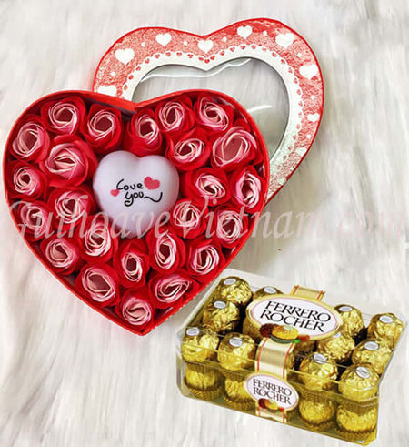 Hoa Hồng Sáp & Chocolate Valentine 01 - Gửi Hoa Về Việt Nam