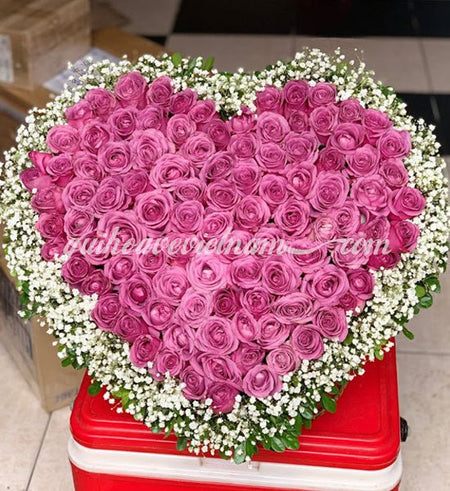 Kệ Tim Hoa Hồng Valentine VIP - Gửi Hoa Về Việt Nam