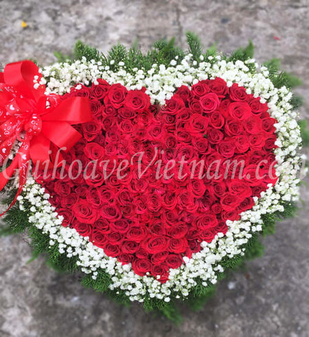 Trái Tim Hoa Hồng Đỏ Valentine - Gửi Hoa Về Việt Nam